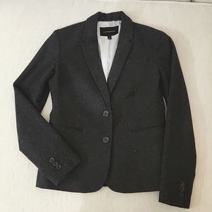 Banana Republic Charcoal Gray Pastel Rainbow Speckled Wool Blend Blazer Size 2